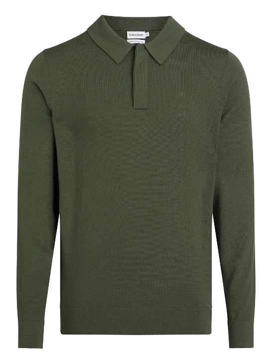 Polo Uomo in lana merino Verde Calvin Klein- Francavilla Moda